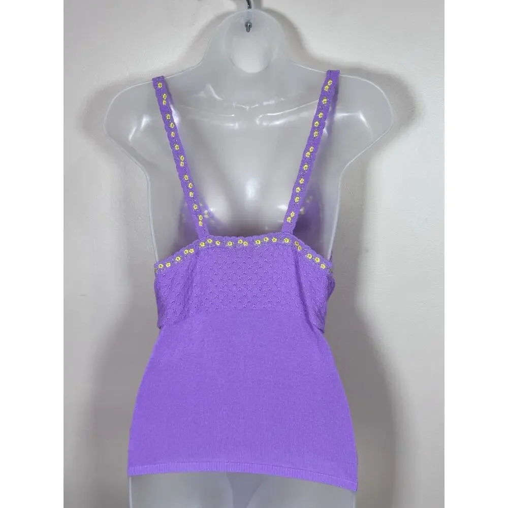 Free People Intimately Womens Top Tank Little Flirt Cami Purple Knit m